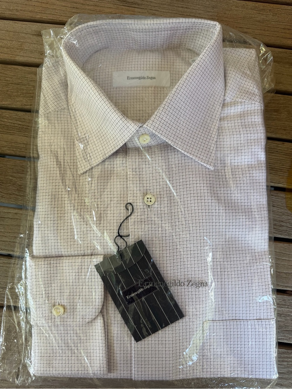 NWT Ermenegildo Zegna Pink Micro Check Luxury Dress Shirt